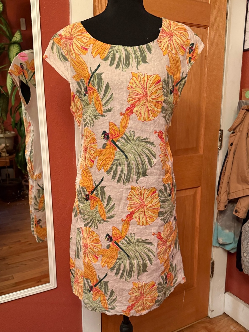 Lungo Marno Floral Shift Dress in Yellow & Green